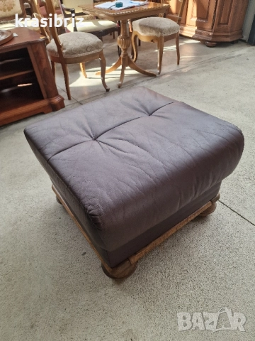 Табуретка Масив-Естествена Кожа-внос от Германия!, снимка 4 - Дивани и мека мебел - 52492770