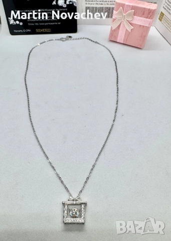 Сребърно колие с мойсанит (Диамант) 0.5 карата, снимка 6 - Колиета, медальони, синджири - 52619461