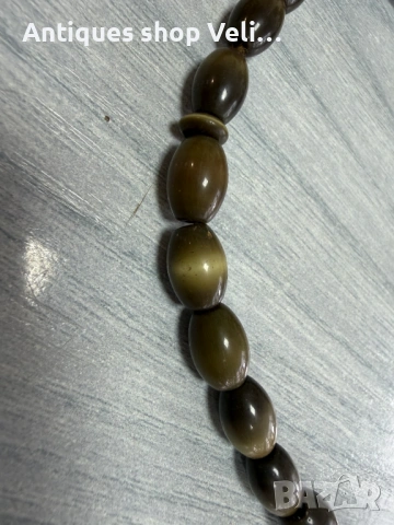 Броеница от полускъпоценен камък "котешко око" №8001 , снимка 6 - Антикварни и старинни предмети - 53924195