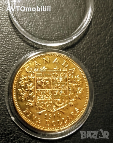 Позлатена монета 5 долара 1914 г в защитна капсула , снимка 2 - Нумизматика и бонистика - 52664973