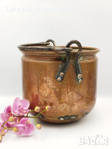 Голямо холандско медно , ковано котле, снимка 10 - Антикварни и старинни предмети - 51570392