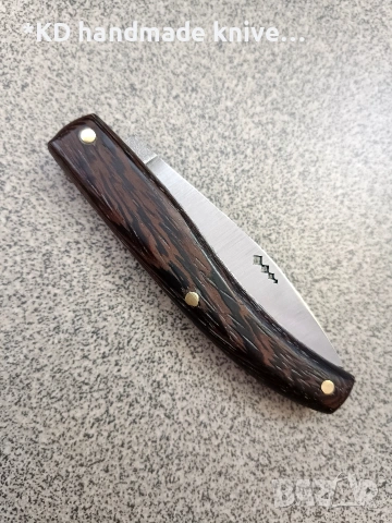 Сгъваем нож ръчно изработен + ПОДАРЪК кания, снимка 4 - Ножове - 53273532