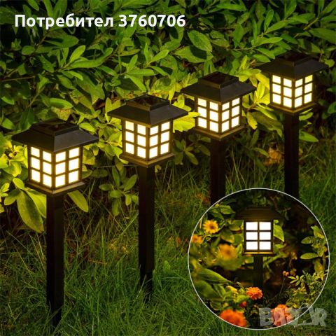 Комплект от 6 броя соларни LED лампи за двор и градина / Височина на соларната LED лампа: 27 см.; Ра, снимка 3 - Соларни лампи - 46413992