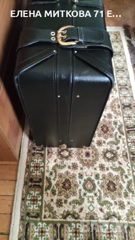 Presto огромен кожен куфар черен със златист обков, снимка 7 - Куфари - 51679566