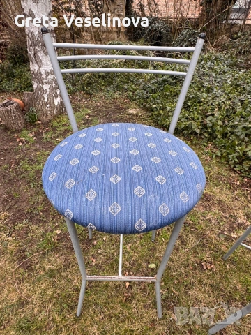 3 метални бар стола с тапицерия, снимка 2 - Столове - 53466427