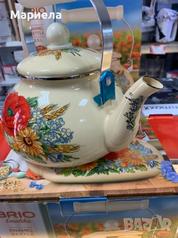 Емайлиран чайник Brio 2,5 литра, снимка 5 - Съдове за готвене - 53962431