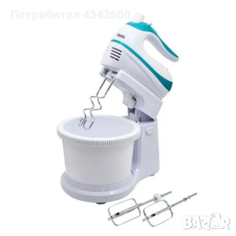 Миксер с купа, 500W, 5скорости, Бял/ Син, снимка 4 - Миксери - 49125676