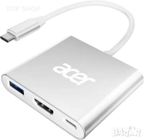 Acer USB C хъб, 3 в 1 с 5Gbps USB 3.0 GEN1 порт, 4K HDMI и PD Max 100W, снимка 1 - Кабели и адаптери - 49457533