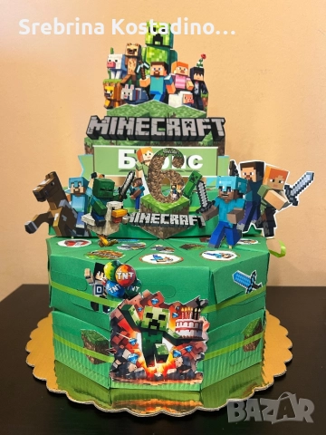 Картонена торта “майнкрафт”