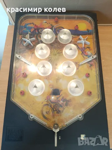 стара американска играчка"Vintage 1977 Marx Toys Cycle Race Pinball", снимка 8 - Антикварни и старинни предмети - 49088121