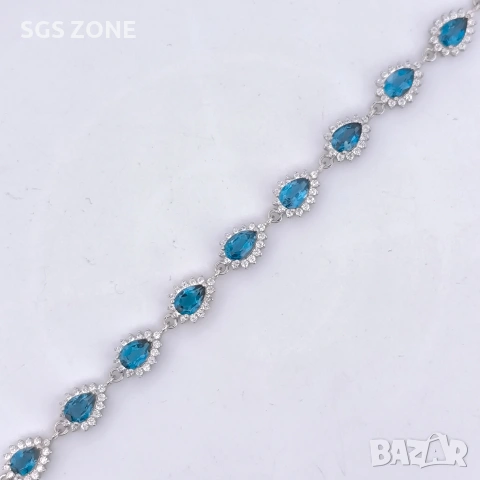 Сребърна гривна с необичаен лондонски топаз от Тайланд, снимка 4 - Гривни - 53450370