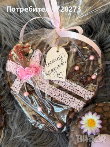 Сърце от кафени зърна с цветя или свещичка за 8-ми Март, снимка 3 - Подаръци за жени - 53538344