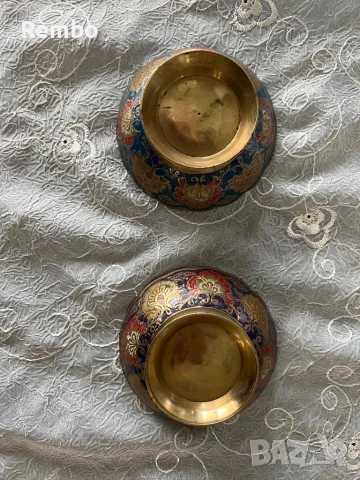 Емайлирани месингови фруктиери с пауни, снимка 2 - Декорация за дома - 51215794