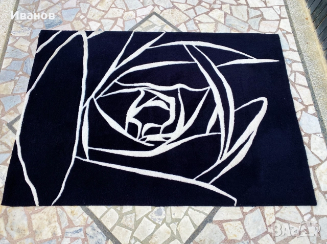 РАЗПРОДАЖБА - 40€.Модерен  Черен  Абстрактен Килим HAMPTON - Цветя - Роза , снимка 6 - Килими - 51431902