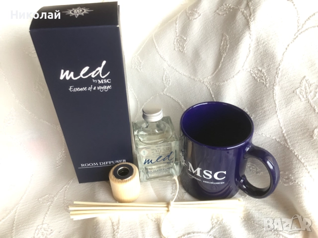 Луксозен ароматен дифузер / ароматизатор за стая MED MSC Essence of Voyage 100 ml + подарък чаша MSC