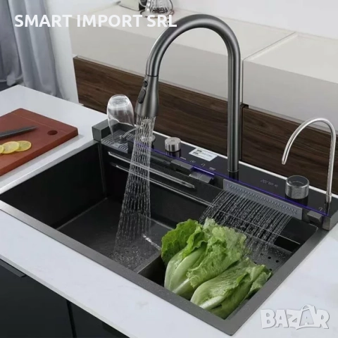 Многофункционална мивка Smart Heater Black, 80х46 см, филтър за вода