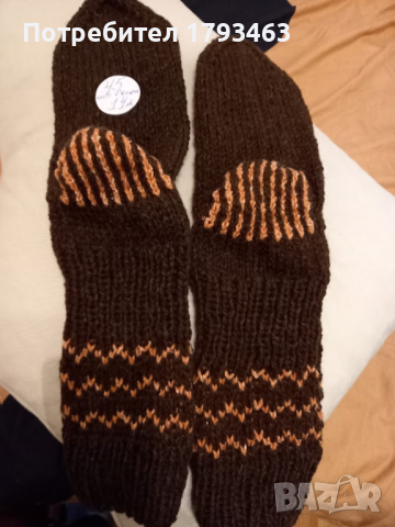 Ръчно плетени мъжки чорапи от вълна размер 45, снимка 6 - Мъжки чорапи - 44611029