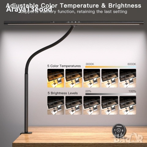 Професионална настолна лампа с жестово управление и дистанционно EYOCEAN, снимка 3 - Настолни лампи - 54131553