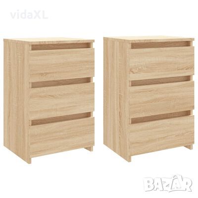 vidaXL Нощни шкафчета, 2 бр, сонома дъб, 40x35x62,5 см, ПДЧ（SKU:806218, снимка 1 - Шкафове - 46041340