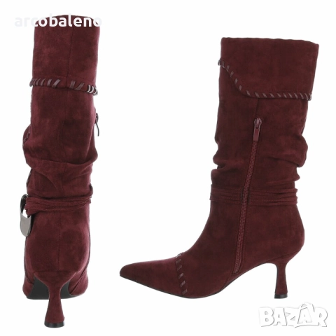 Дамски велурени боти на висок ток, 4цвята , снимка 5 - Дамски боти - 51802218