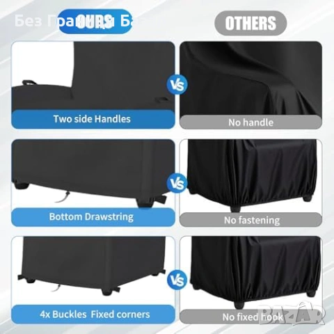 Ново Водоустойчиво покривало за градински стол 600D 80x79x104 см UV защита с катарами, снимка 6 - Градински мебели, декорация  - 54044678