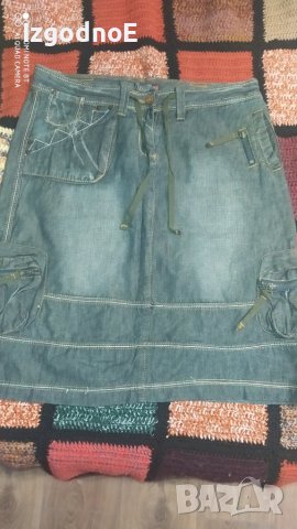 L-XL Дънкова пола с интересни джобове, снимка 3 - Поли - 40102293
