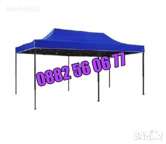 Градинска сгъваема шатра 3х6м с три страници, шатра хармоника 3х6 м, снимка 5 - Градински мебели, декорация  - 53250658
