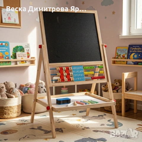 Мултифункционална образователна детска дъска с дървена рамка – за писане, рисуване и обучение, снимка 2 - Други - 54127526