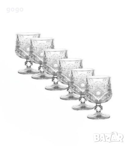 Комплект от 6 бр. чаши за вино със столчета, снимка 2 - Чаши - 45450109