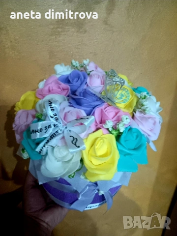Ръчно изработени букети , снимка 7 - Изкуствени цветя - 53144666
