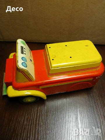 Стара тенекиена играчка мотокар Чехословакия., снимка 2 - Колекции - 50785164