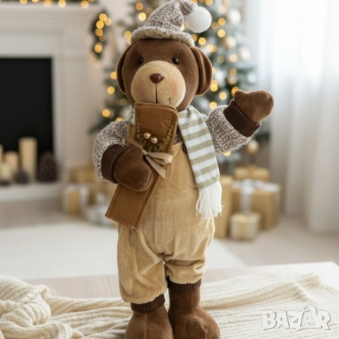Плюшено мече с празничен тоалет – стилна декорация за дом, офис и подарък, снимка 3 - Плюшени играчки - 52120547