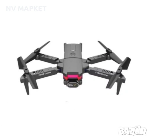 Дрон F190 с 4K камера, LED светлини и WiFi – Черен модел с висока маневреност и интелигентни функции, снимка 2 - Дронове и аксесоари - 53837705