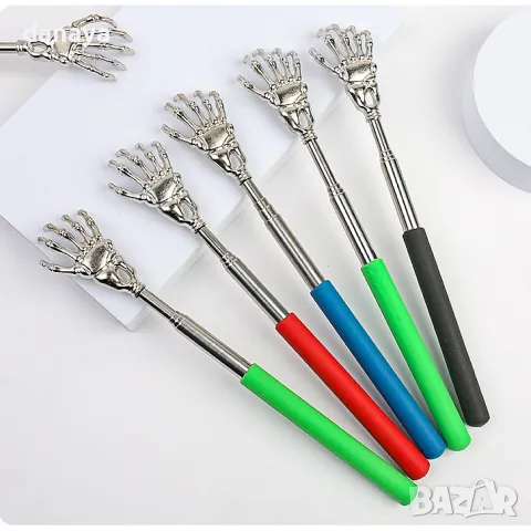 5849 Чесалка за гръб масажор с телескопична дръжка Ръчичка череп, снимка 4 - Други - 49965624