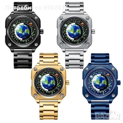 LIGE спортен кварцов часовник от неръждаема стомана със светещ квадратен дизайн