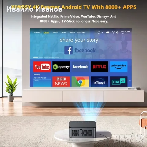 Аndroid LED проектор 1080HD 1000ANSI 25000Lumens + 92" екран, снимка 9 - Плейъри, домашно кино, прожектори - 49424277