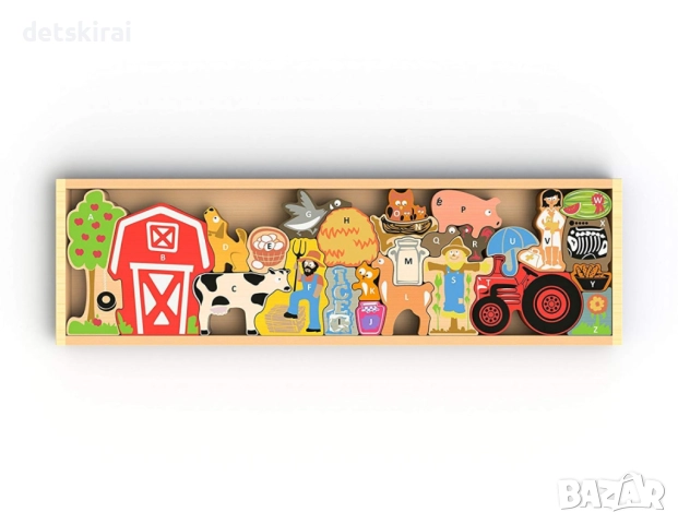 Дървен пъзел Ферма