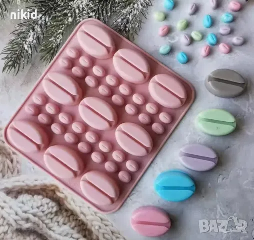 Големи малки зърна кафе силиконов молд форма фондан шоколад гипс сапун декор