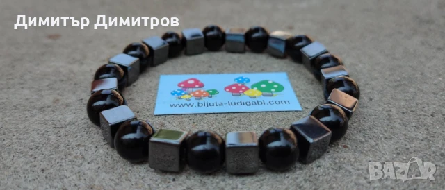 Мъжки гривни от оникс и хематит. Ръчна изработка. Бижута Луди гъби.