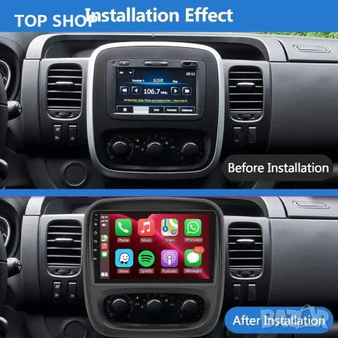 Мултимедия, за Renault TRAFIC, Opel VIVARO, 2015, Двоен дин, Android, Навигация, дисплей, плеър, снимка 3 - Аксесоари и консумативи - 49746444