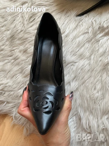 Нови обувки на ток рязана кожа, снимка 4 - Дамски обувки на ток - 50526569