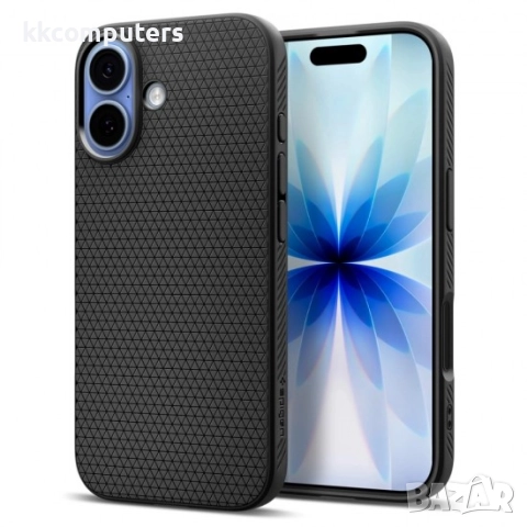 Оригинален кейс Spigen Liquid Air, За iPhone 17 (6.3), Черен и Протектор 