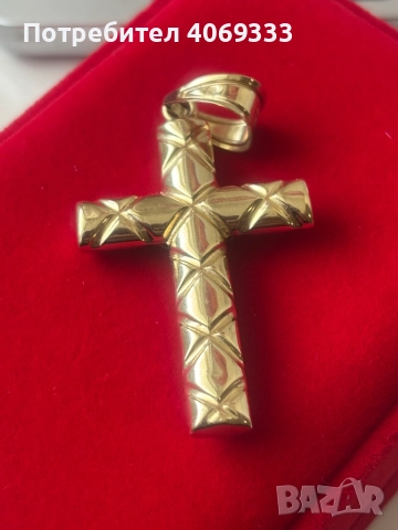 Златна висулка кръст от 14к злато 4.44гр 5см , снимка 2 - Колиета, медальони, синджири - 51648479