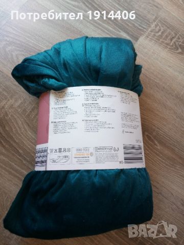 Долен чаршаф с ластик, подходящ и за покривало за легло, петролено зелено, мека плюшена материя, , снимка 7 - Спално бельо - 46461848