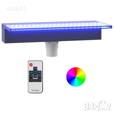 vidaXL Преливник за водопад с RGB LED, акрил, 45 см（SKU:151402, снимка 1 - Други стоки за дома - 46116716