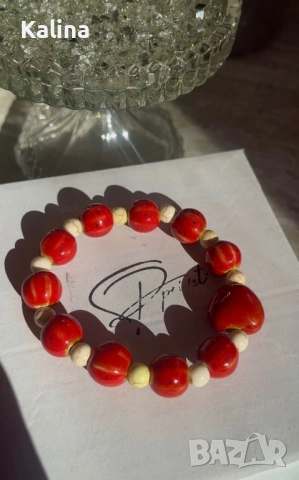 Ръчно изработена гривна от керамични мъниста, снимка 6 - Гривни - 53712028