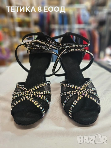 Дамски обувки за латино танци с кристали – салса, танго, валс, бачата, снимка 9 - Дамски обувки на ток - 54136902