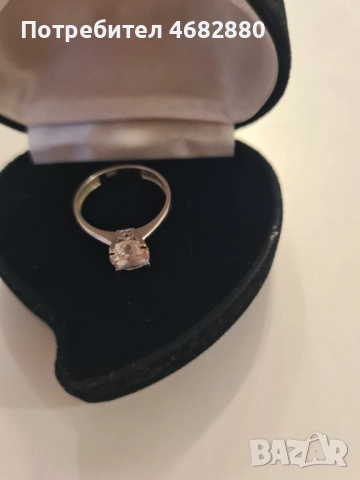 Стилен дамски пръстен с камък, бяло злато, снимка 5 - Пръстени - 52794591