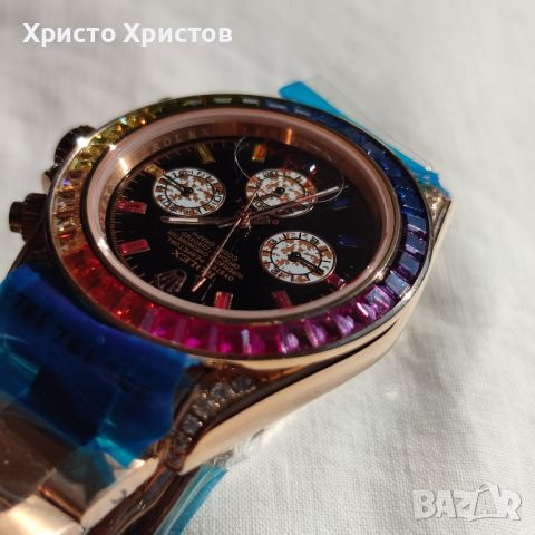 Мъжки луксозен часовник Rolex Daytona Rainbow Everose Gold 116595RBOW, снимка 17 - Мъжки - 46216543