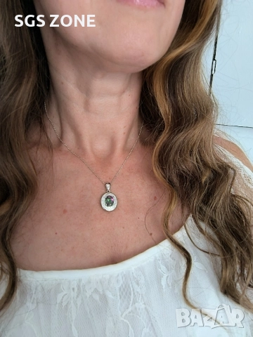 сребърна висулка с мистичен топаз, снимка 2 - Колиета, медальони, синджири - 52392740